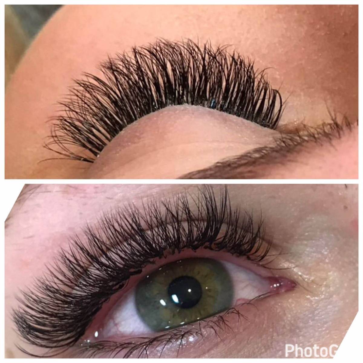 Wimpernverlängerung aus zwei Perspektiven