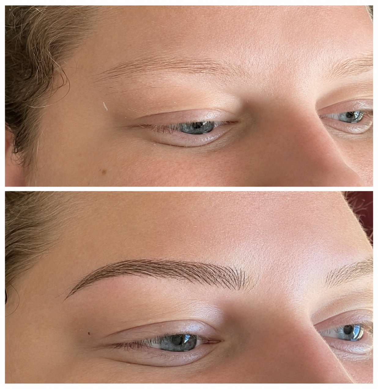 Microblading der Augenbrauen im Vorher-Nachher-Vergleich
