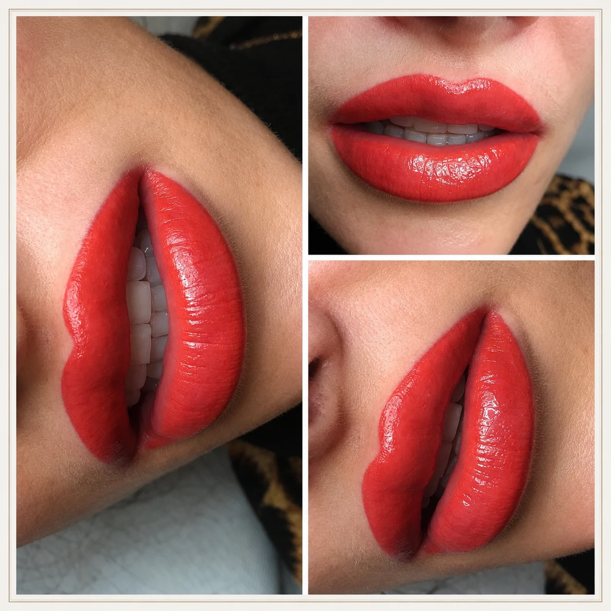 Frisch pigmentiertes Lippen-Permanent-Make-up